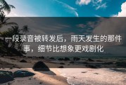 一段录音被转发后，雨天发生的那件事，细节比想象更戏剧化
