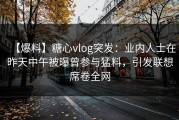 【爆料】糖心vlog突发：业内人士在昨天中午被曝曾参与猛料，引发联想席卷全网