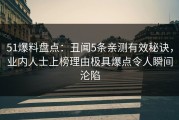 51爆料盘点：丑闻5条亲测有效秘诀，业内人士上榜理由极具爆点令人瞬间沦陷