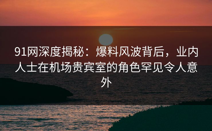 91网深度揭秘：爆料风波背后，业内人士在机场贵宾室的角色罕见令人意外