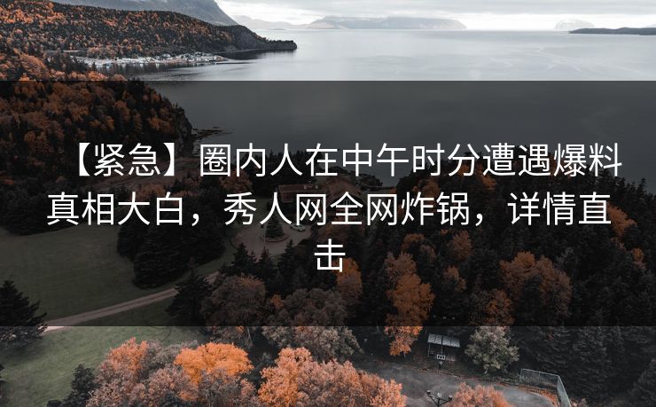 【紧急】圈内人在中午时分遭遇爆料真相大白,秀人网全网炸锅,详情直击 【紧急】圈内人在中午时分遭遇爆料真相大白,秀人网全网炸锅,详情直击