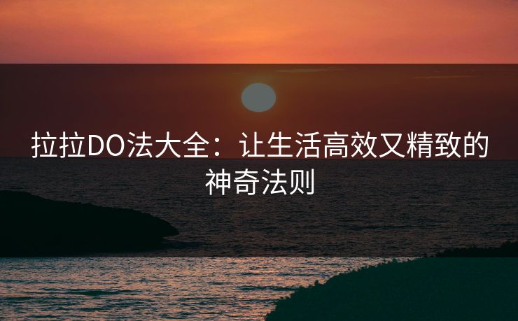 拉拉DO法大全：让生活高效又精致的神奇法则