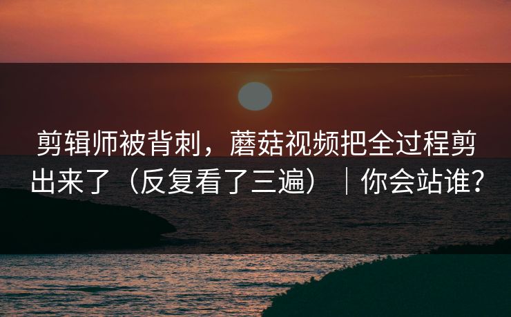 剪辑师被背刺，蘑菇视频把全过程剪出来了（反复看了三遍）｜你会站谁？